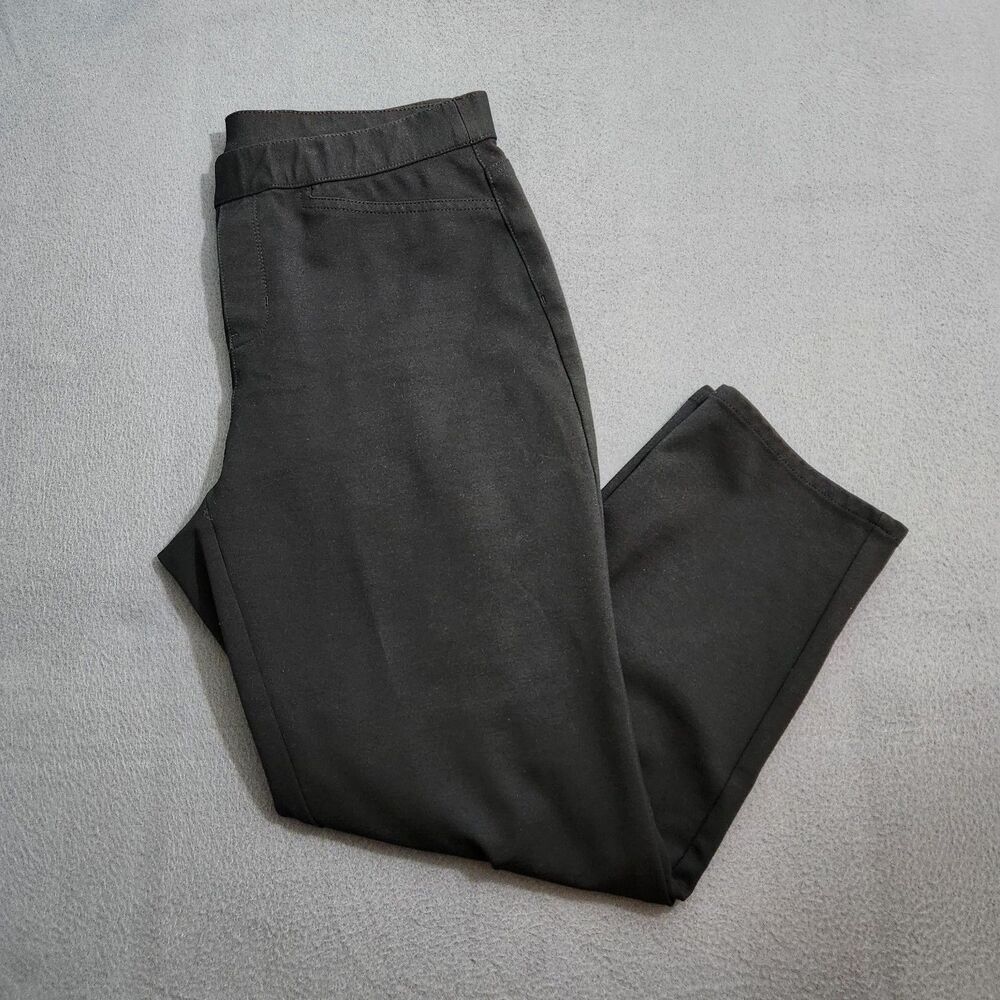 J. Jill Pants Women MP Black Mid Rise Ponte Slim Leg Pull On Elastic Waist